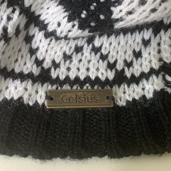 Celsius Premium | Black White Knit Open Front Aztec Pocket Cardigan Sweater L - Picture 12 of 17